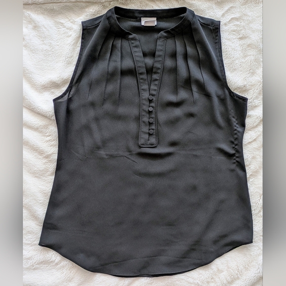 Chico's Sheer Black Notched Neck Sleeveless Top Size XS (Chico's size 00) - Picture 1 of 7